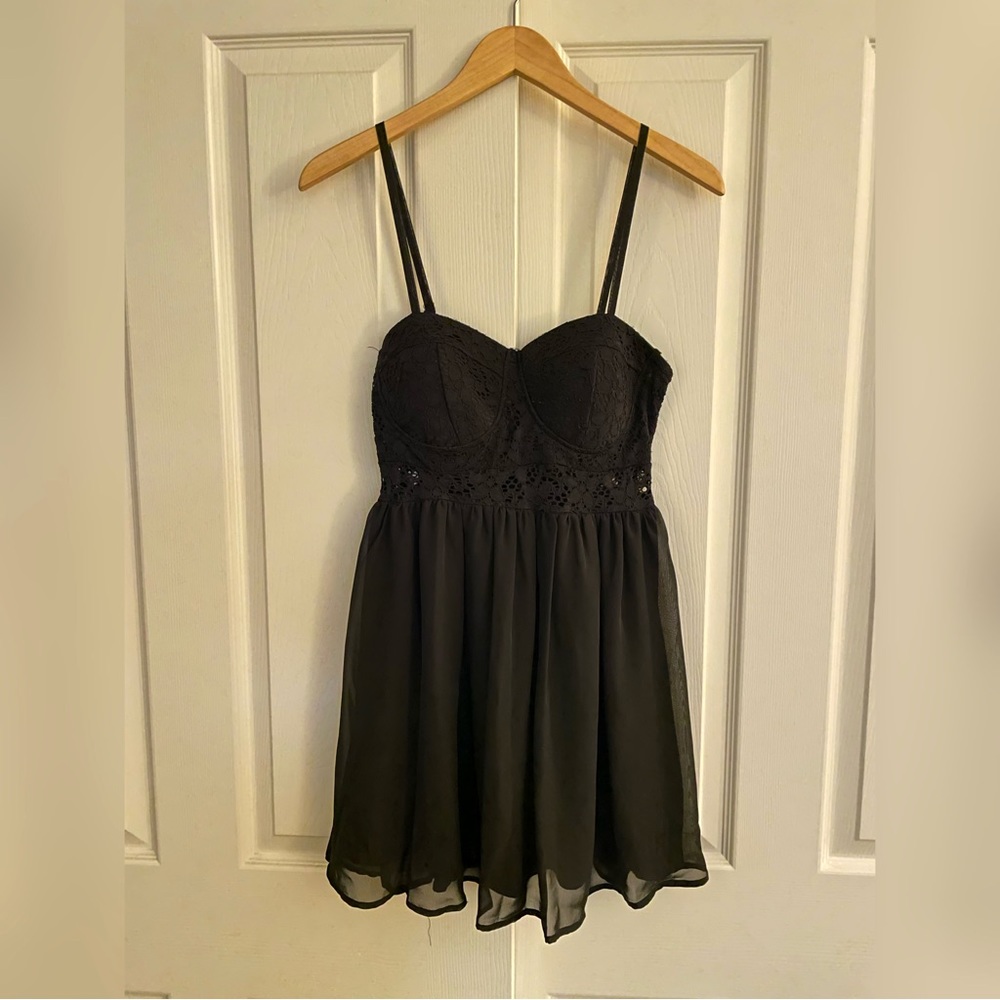 Short Black lace detail dress
